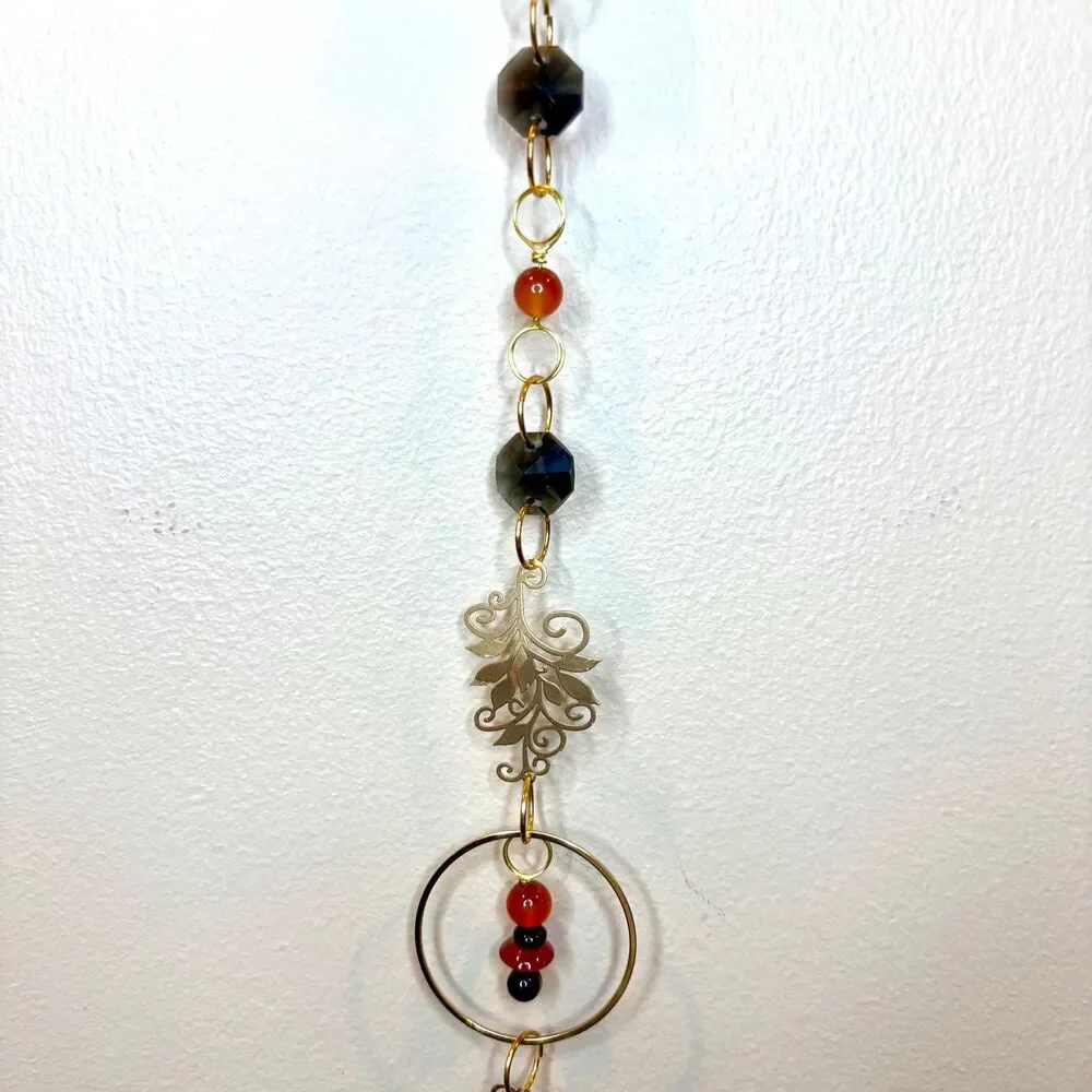 Carnelian and Black Tourmaline Gemstone Hanging Protection Vitality Stone Decor
